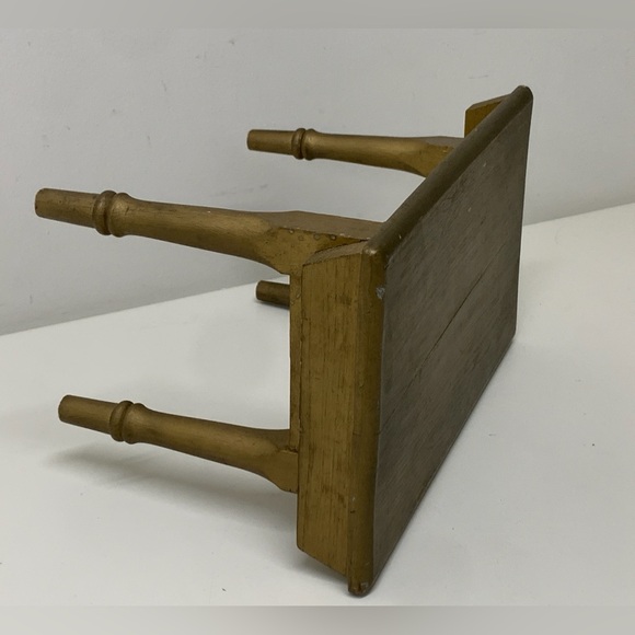 Vintage Artisan Hand Crafted Gold Painted Folding Wooden Stool - Picture 8 of 16